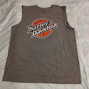 Harley Davidson Tank Top Mens Gray Sleeveless Graphic Size M